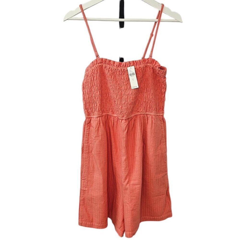 Anthropologie Pilcro Sleeveless Smocked Romper - Orange Coral, Size S, NWT